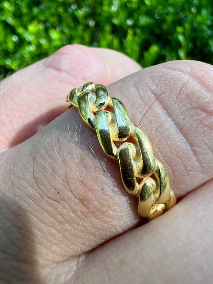 6mm Cuban Wedding Band Ring - 14k Gold Plated 925 Sterling Silver - Mens Ladies