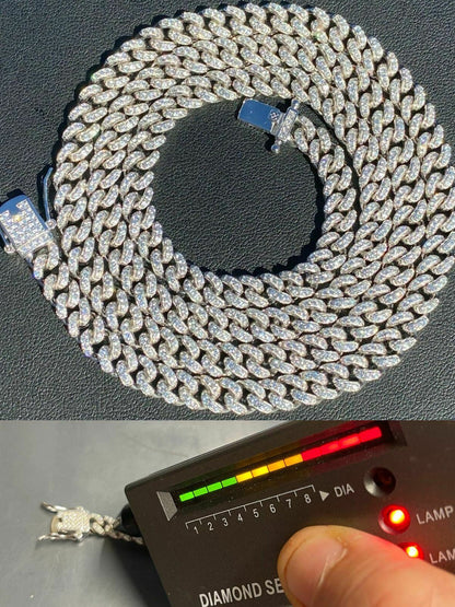 MOISSANITE Everyday Wear Cuban Chain Necklace Iced Out - 925 Silver - 6mm - 16"-30"