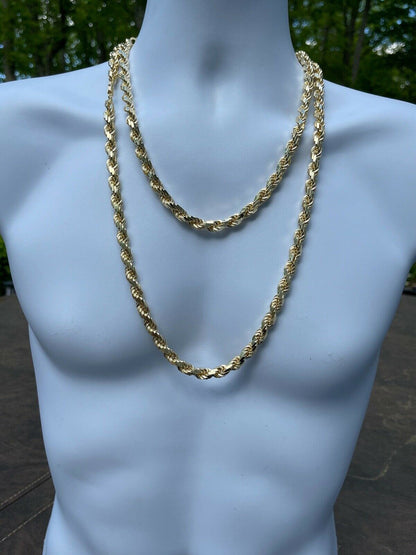 BOSS Rope Chain Necklace - 14k Gold Vermeil 925 Sterling Silver - 18"-30" - 8mm