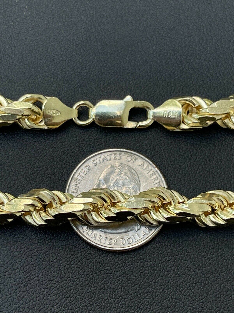 BOSS Rope Chain Necklace - 14k Gold Vermeil 925 Sterling Silver - 18"-30" - 8mm