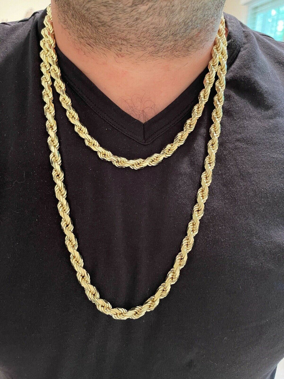 BOSS Rope Chain Necklace - 14k Gold Vermeil 925 Sterling Silver - 18"-30" - 8mm