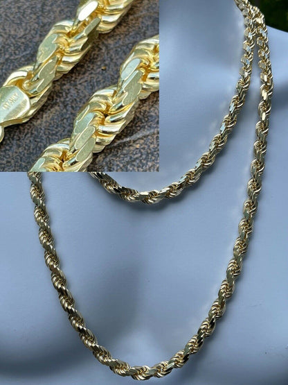 BOSS Rope Chain Necklace - 14k Gold Vermeil 925 Sterling Silver - 18"-30" - 8mm