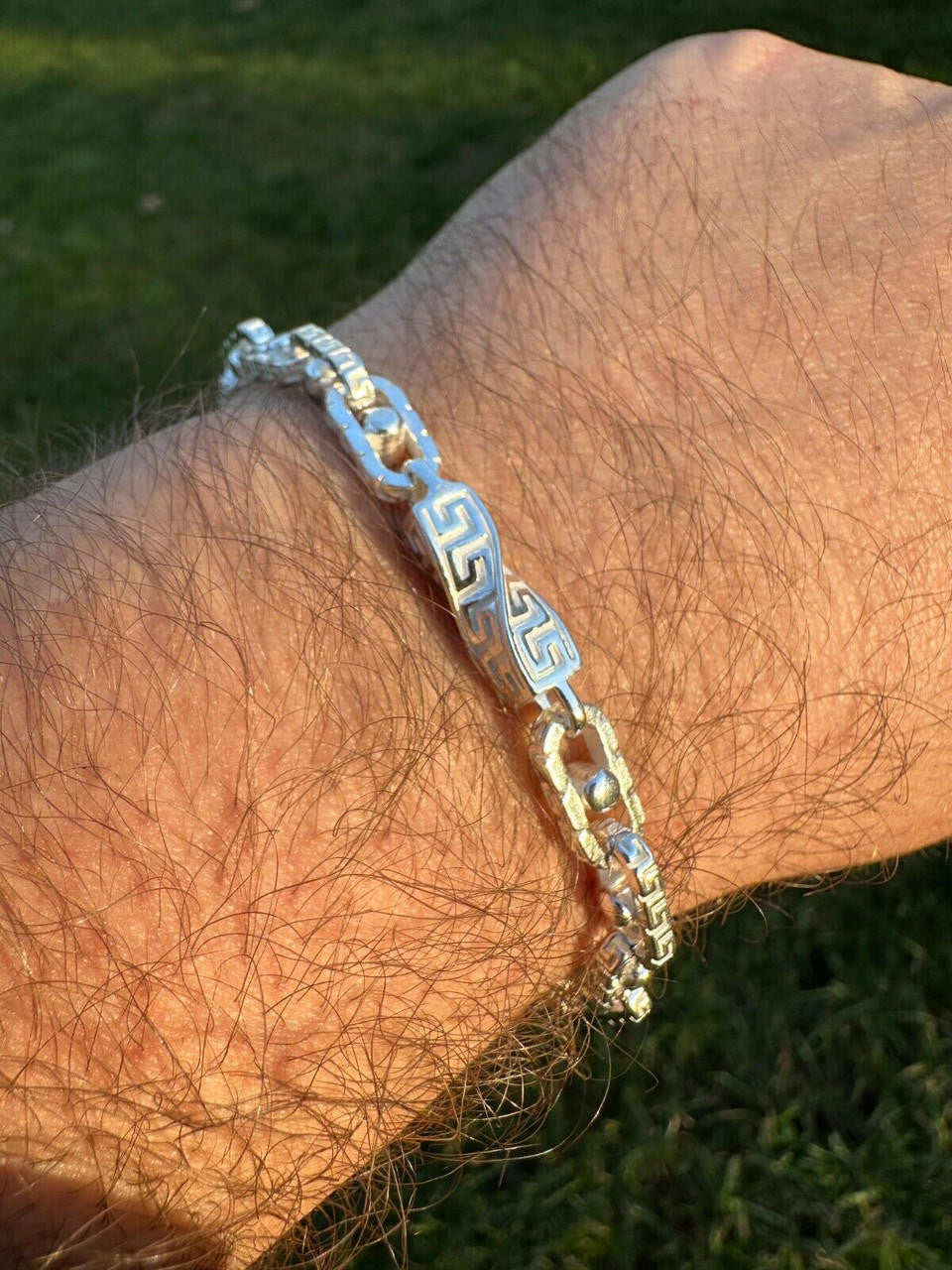 Greek Key Chain Necklace Or Bracelet - 925 Sterling Silver - 7"-28" - 7mm