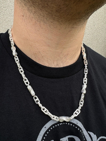 Greek Key Chain Necklace Or Bracelet - 925 Sterling Silver - 7"-28" - 7mm