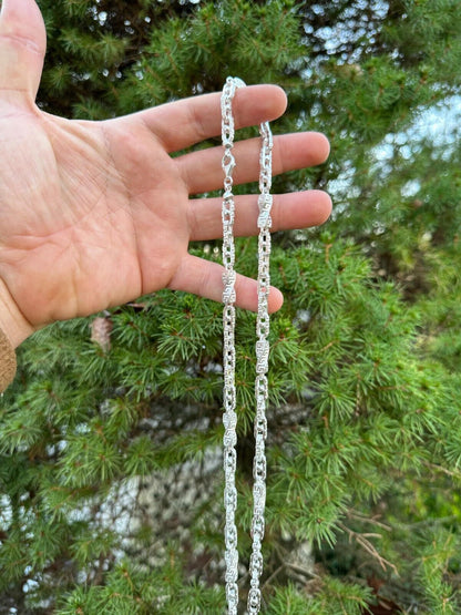 Greek Key Chain Necklace Or Bracelet - 925 Sterling Silver - 7"-28" - 7mm