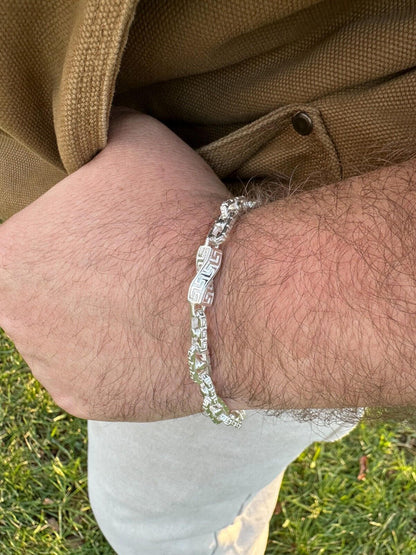 Greek Key Chain Necklace Or Bracelet - 925 Sterling Silver - 7"-28" - 7mm