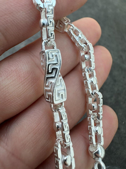 Greek Key Chain Necklace Or Bracelet - 925 Sterling Silver - 7"-28" - 7mm