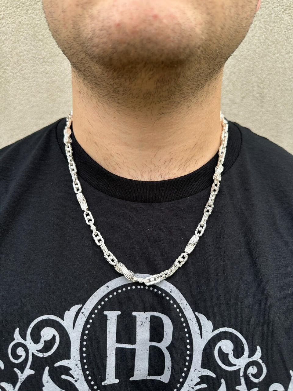 Greek Key Chain Necklace Or Bracelet - 925 Sterling Silver - 7"-28" - 7mm