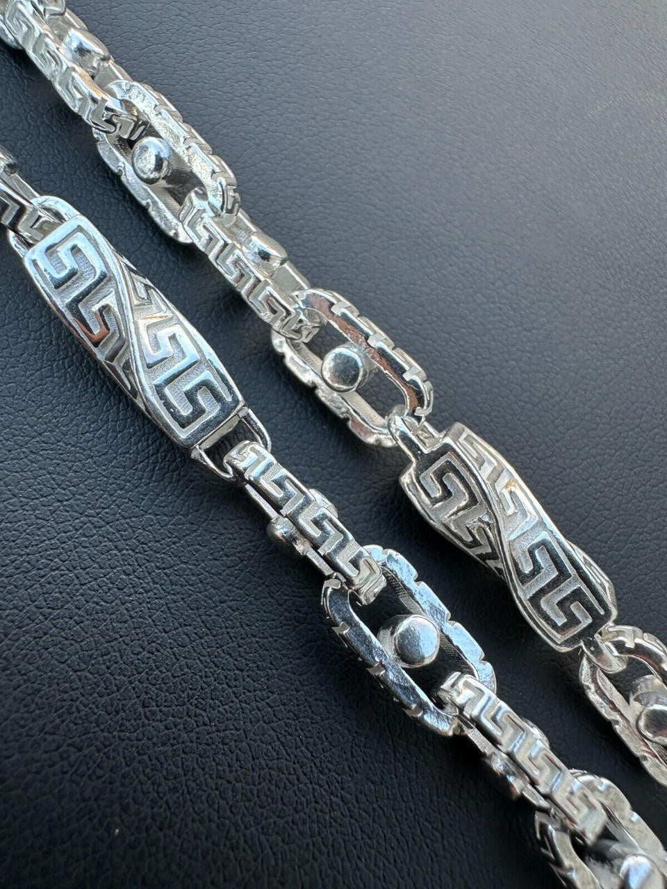 Greek Key Chain Necklace Or Bracelet - 925 Sterling Silver - 7"-28" - 7mm