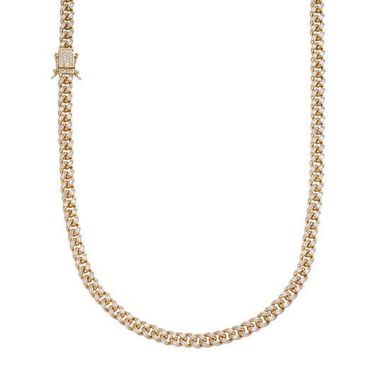 Baguette Miami Cuban Link Chain Necklace Iced Out CZ Stones - 14k Gold Vermeil 925 Silver - 6mm - 16-30"