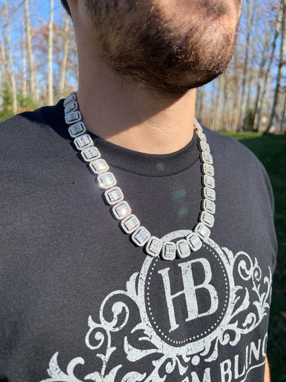 MOISSANITE Baguette Custom Rapper Chain Necklace Iced Out - 925 Silver - 16mm - 18-28"