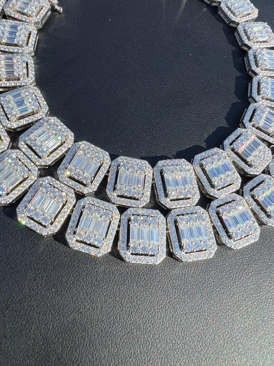 MOISSANITE Baguette Custom Rapper Chain Necklace Iced Out - 925 Silver - 16mm - 18-28"