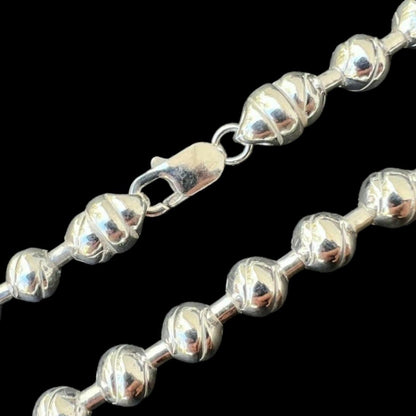 Ball Bead "Dog Tag" Chain Necklace - 925 Sterling Silver - 18"-30" - 8mm