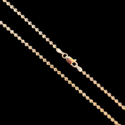 Ball Bead Moon Cut "Dog Tag" Chain Necklace - Rose Gold Vermeil 925 Sterling Silver - 16"-30" - 2.5mm
