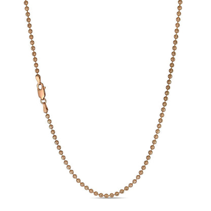 Ball Bead Moon Cut "Dog Tag" Chain Necklace - Rose Gold Vermeil 925 Sterling Silver - 16"-30" - 2.5mm