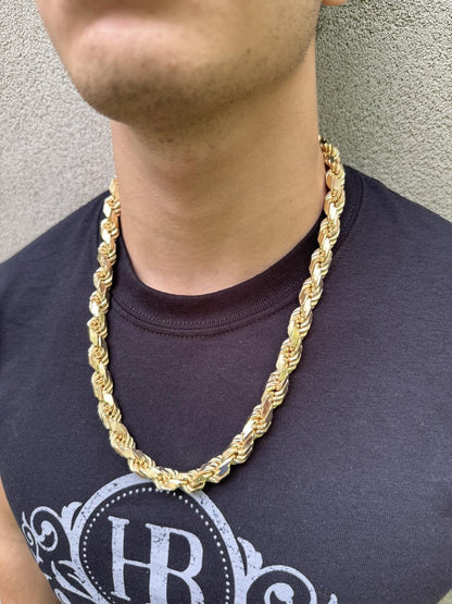 BIG BOSS Rope Chain Necklace - 14k Gold Vermeil 925 Sterling Silver - 18"-30" - 11mm