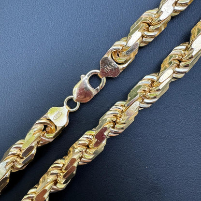 BIG BOSS Rope Chain Necklace - 14k Gold Vermeil 925 Sterling Silver - 18"-30" - 11mm