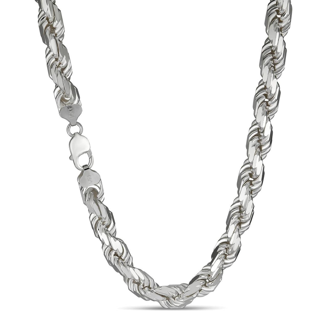 BIG BOSS Rope Chain Necklace - 925 Sterling Silver - 18"-30" - 11mm