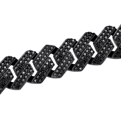 Black MOISSANITE #1 Bestseller Miami Cuban Link Prong Chain Necklace Iced Out - Black Rhodium Over 925 Silver - 8mm-16mm - 16-30"