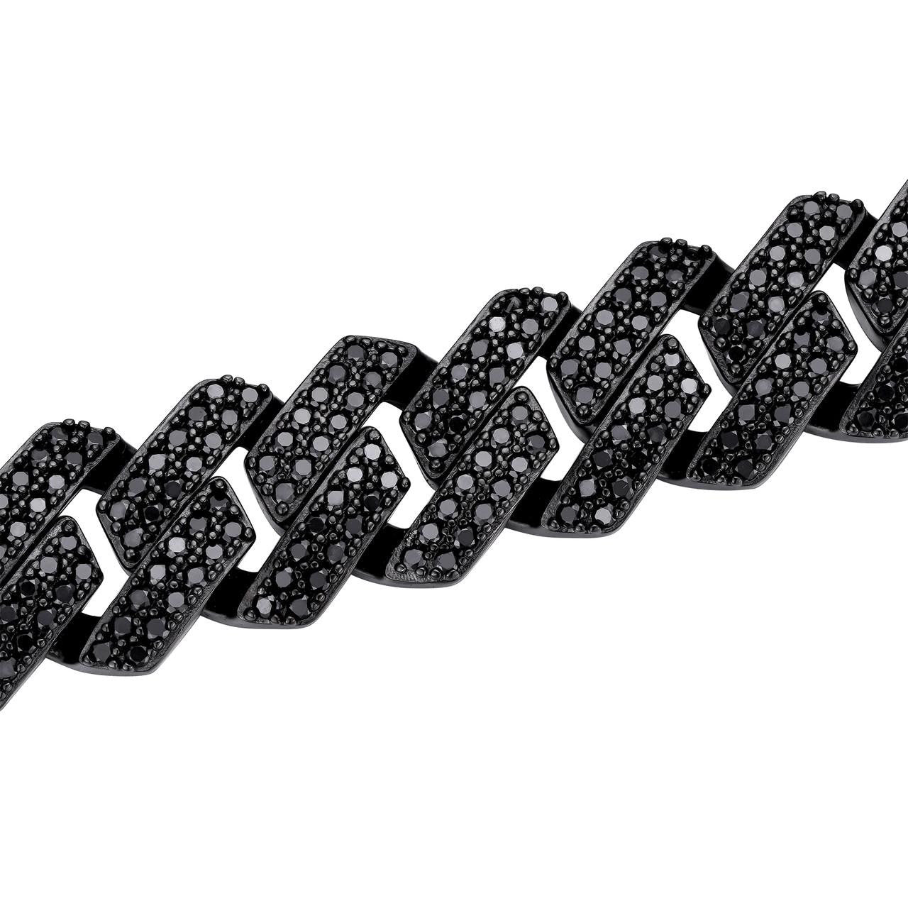 Black MOISSANITE #1 Bestseller Miami Cuban Link Prong Chain Necklace Iced Out - Black Rhodium Over 925 Silver - 8mm-16mm - 16-30"