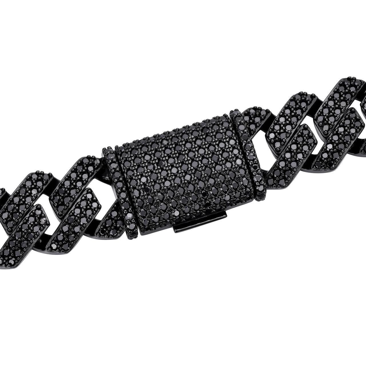 Black MOISSANITE #1 Bestseller Miami Cuban Link Prong Chain Necklace Iced Out - Black Rhodium Over 925 Silver - 8mm-16mm - 16-30"
