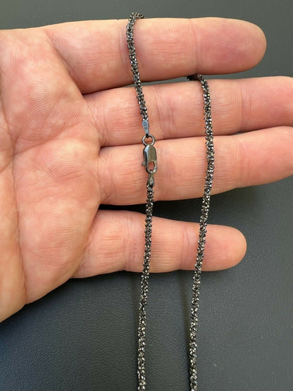 Sparkle Link Chain Necklace - Black Rhodium Over 925 Sterling Silver - 14"-24" - 3mm