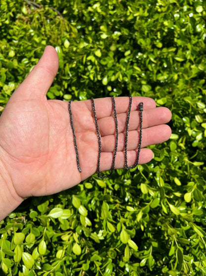 Sparkle Link Chain Necklace - Black Rhodium Over 925 Sterling Silver - 14"-24" - 3mm