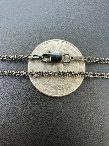 Sparkle Link Chain Necklace - Black Rhodium Over 925 Sterling Silver - 14"-24" - 3mm