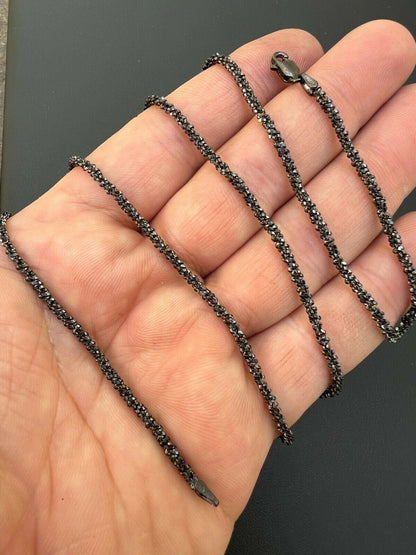 Sparkle Link Chain Necklace - Black Rhodium Over 925 Sterling Silver - 14"-24" - 3mm