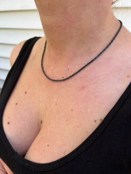 Sparkle Link Chain Necklace - Black Rhodium Over 925 Sterling Silver - 14"-24" - 3mm