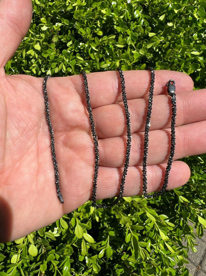 Sparkle Link Chain Necklace - Black Rhodium Over 925 Sterling Silver - 14"-24" - 3mm