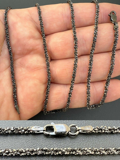 Sparkle Link Chain Necklace - Black Rhodium Over 925 Sterling Silver - 14"-24" - 3mm