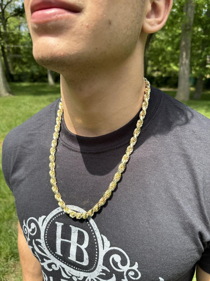 BOSS Rope Chain Necklace - 14k Gold Vermeil 925 Sterling Silver - 18"-30" - 8mm