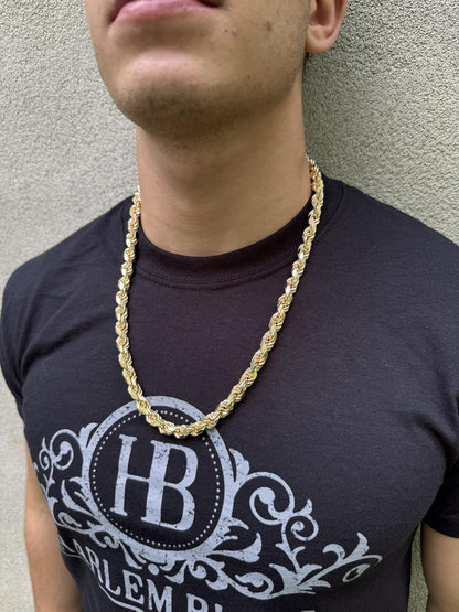 BOSS Rope Chain Necklace - 14k Gold Vermeil 925 Sterling Silver - 18"-30" - 8mm