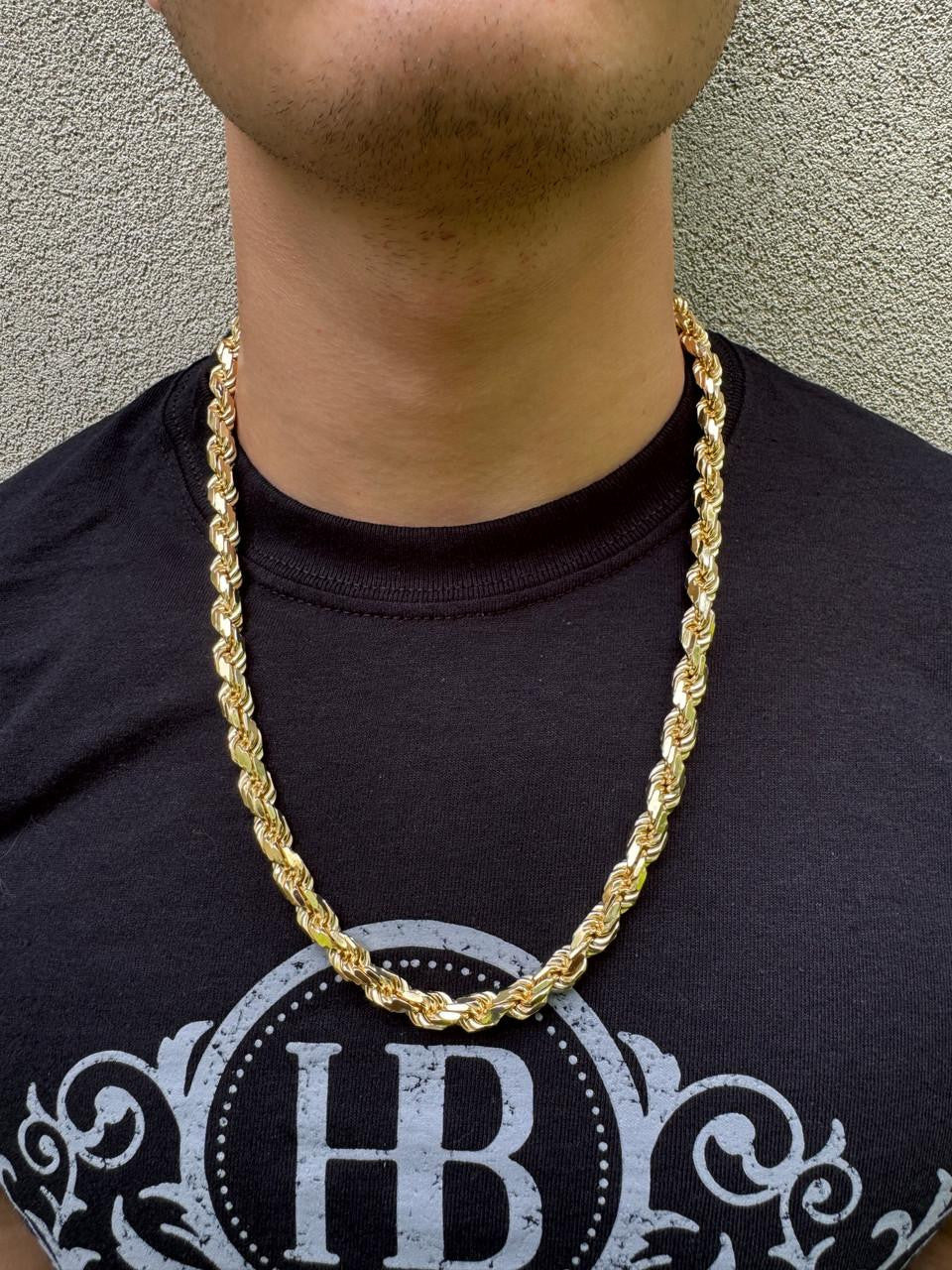 BOSS Rope Chain Necklace - 14k Gold Vermeil 925 Sterling Silver - 18"-30" - 8mm