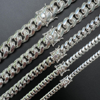 BUDGET Miami Cuban Link Chain Necklace Or Bracelet - 925 Sterling Silver - 7-30" - 5-14mm