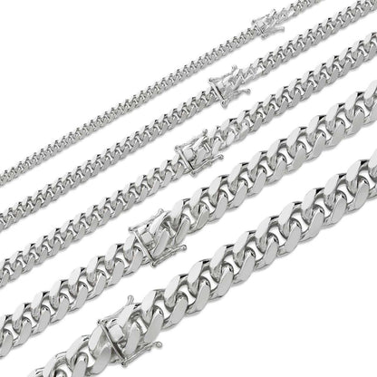 BUDGET Miami Cuban Link Chain Necklace Or Bracelet - 925 Sterling Silver - 7-30" - 5-14mm