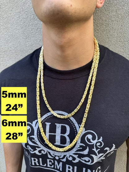 Byzantine Link Chain Necklace - 14k Gold Vermeil 925 Sterling Silver - 18"-30" - 2.5mm-6mm