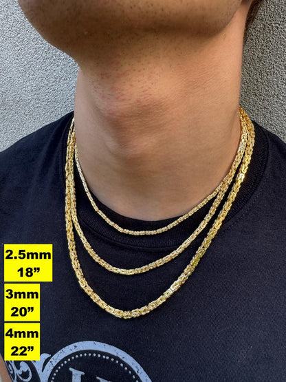 Byzantine Link Chain Necklace - 14k Gold Vermeil 925 Sterling Silver - 18"-30" - 2.5mm-6mm