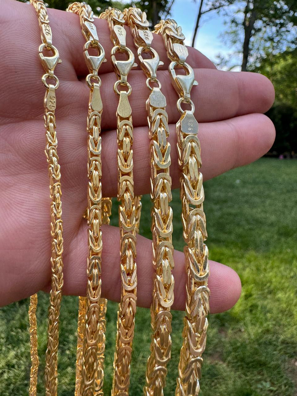 Byzantine Link Chain Necklace - 14k Gold Vermeil 925 Sterling Silver - 18"-30" - 2.5mm-6mm