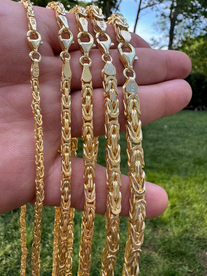 Byzantine Link Chain Necklace - 14k Gold Vermeil 925 Sterling Silver - 18"-30" - 2.5mm-6mm