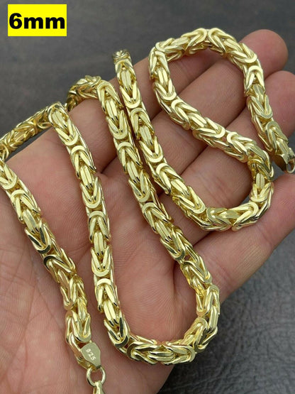 Byzantine Link Chain Necklace - 14k Gold Vermeil 925 Sterling Silver - 18"-30" - 2.5mm-6mm