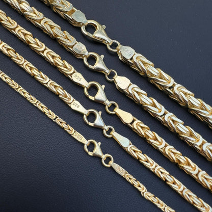 Byzantine Link Chain Necklace - 14k Gold Vermeil 925 Sterling Silver - 18"-30" - 2.5mm-6mm