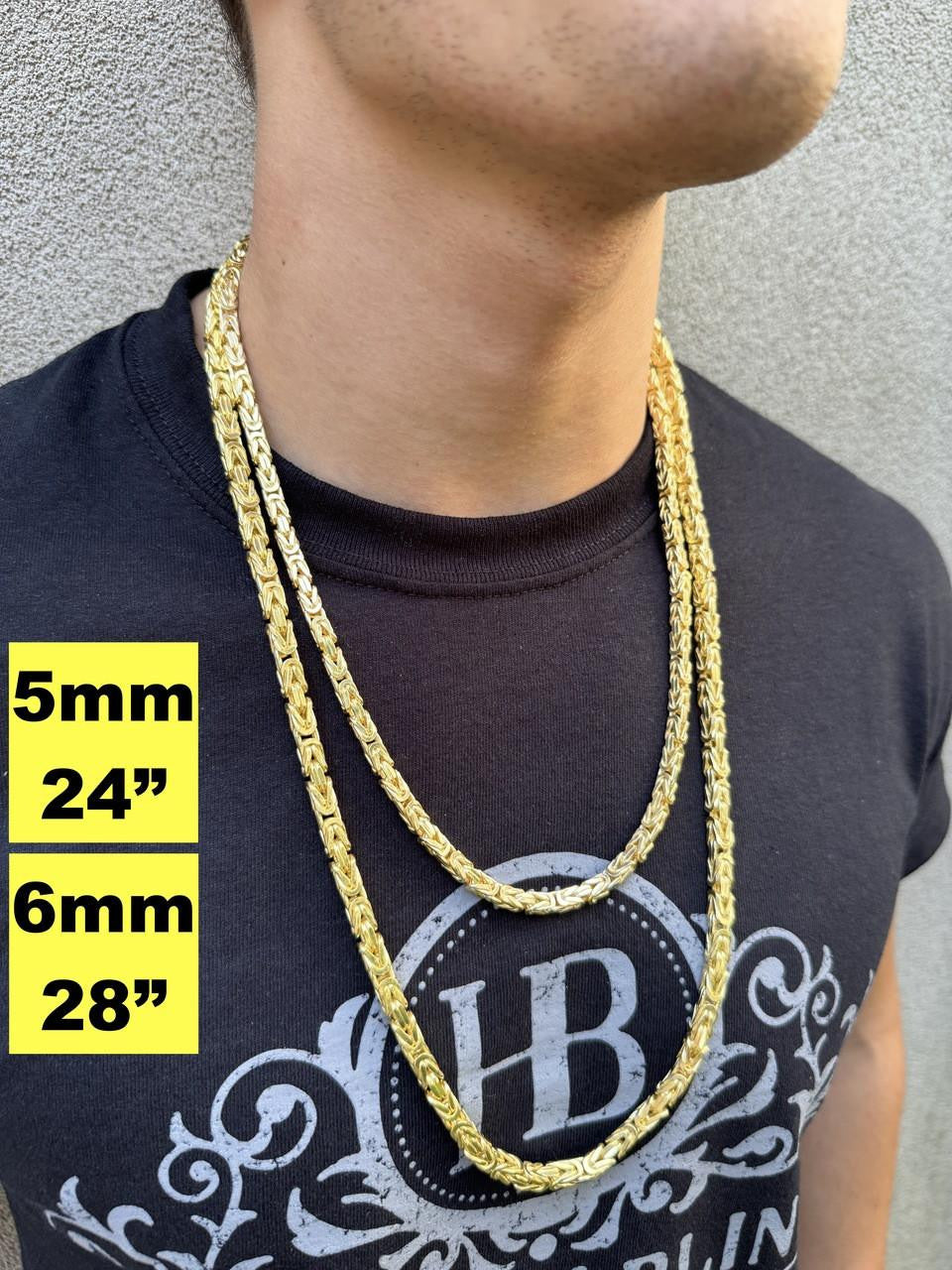 Byzantine Link Chain Necklace - 14k Gold Vermeil 925 Sterling Silver - 18"-30" - 2.5mm-6mm