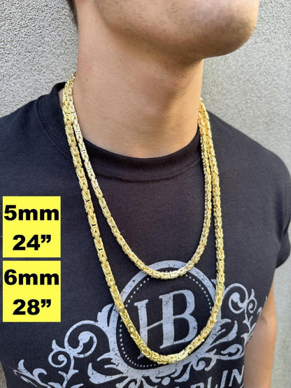Byzantine Link Chain Necklace - 14k Gold Vermeil 925 Sterling Silver - 18"-30" - 2.5mm-6mm