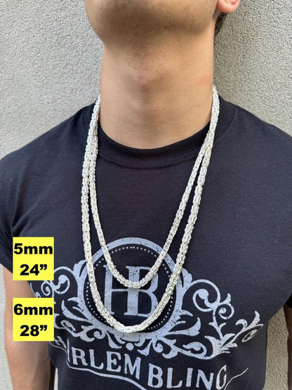 Byzantine Link Chain Necklace - 925 Sterling Silver - 18"-30" - 2.5mm-6mm