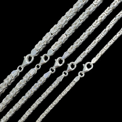 Byzantine Link Chain Necklace - 925 Sterling Silver - 18"-30" - 2.5mm-6mm