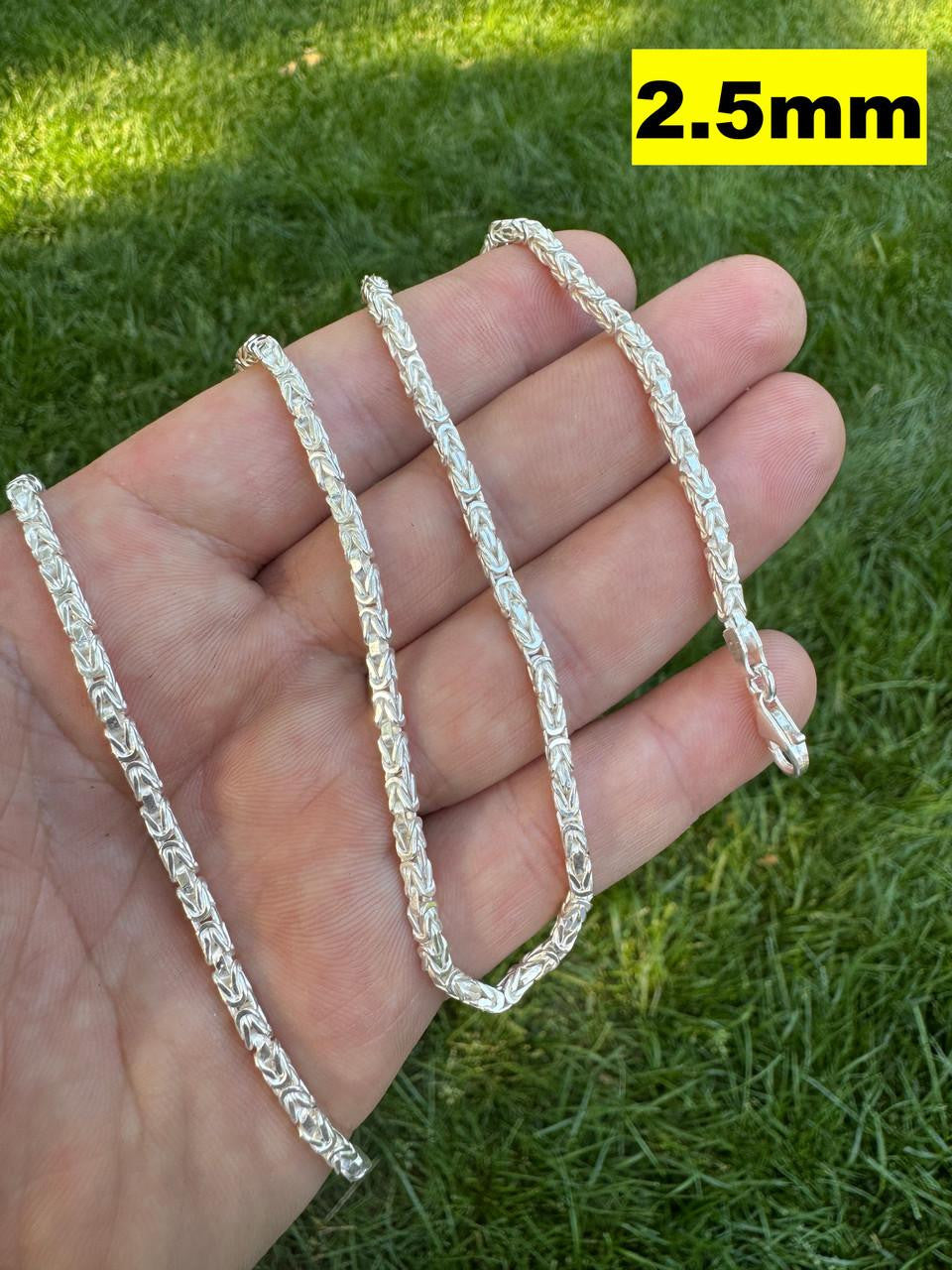 Byzantine Link Chain Necklace - 925 Sterling Silver - 18"-30" - 2.5mm-6mm