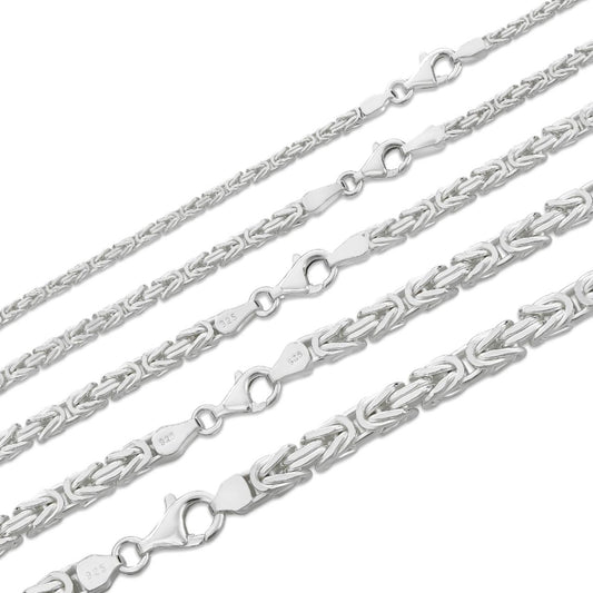 Byzantine Link Chain Necklace - 925 Sterling Silver - 18"-30" - 2.5mm-6mm