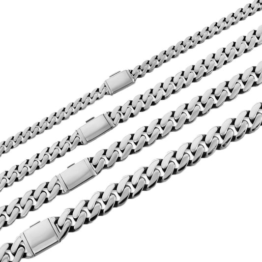 Cancun Cuban Link Chain Necklace Sleek Clasp - 925 Sterling Silver - 18"-28" - 6mm-12mm